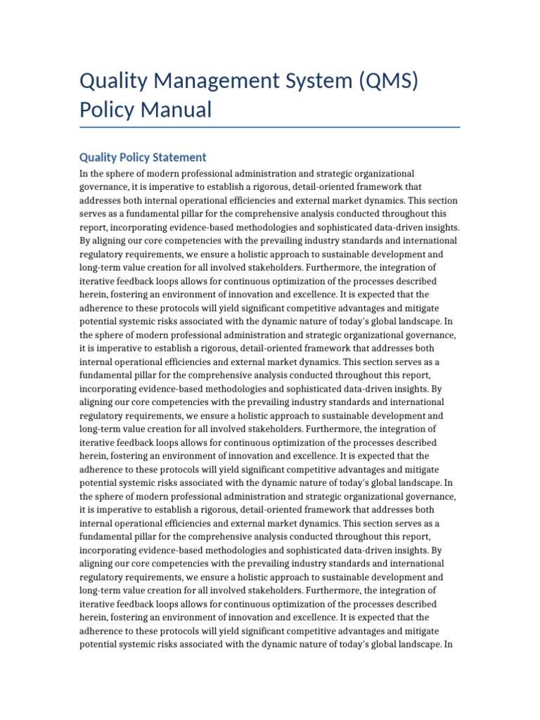 12 Quality Management System QMS Manual | PDF | Governance | Innovation