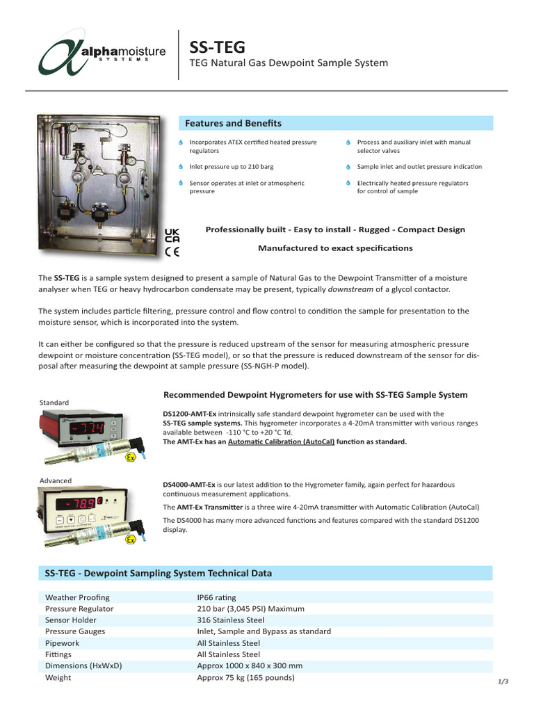 SS TEG Sample System Datasheet 1888 Iss 6 | PDF | Equipment ...