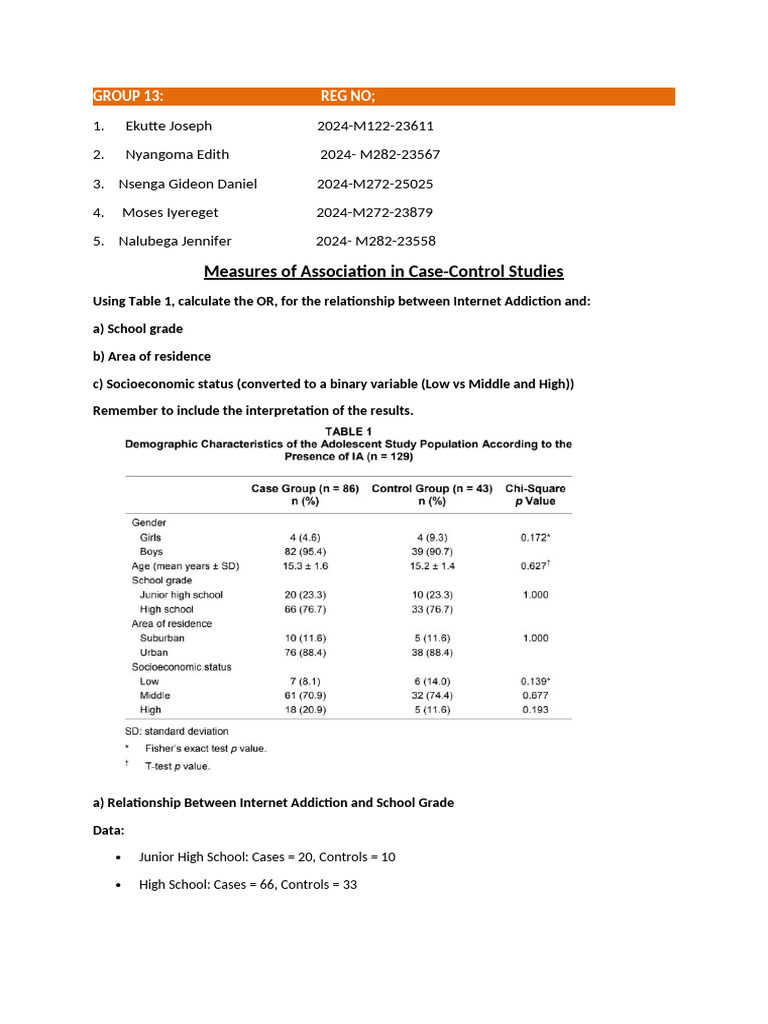 Measures of Association in Case-Control Studies | PDF | Socioeconomic ...