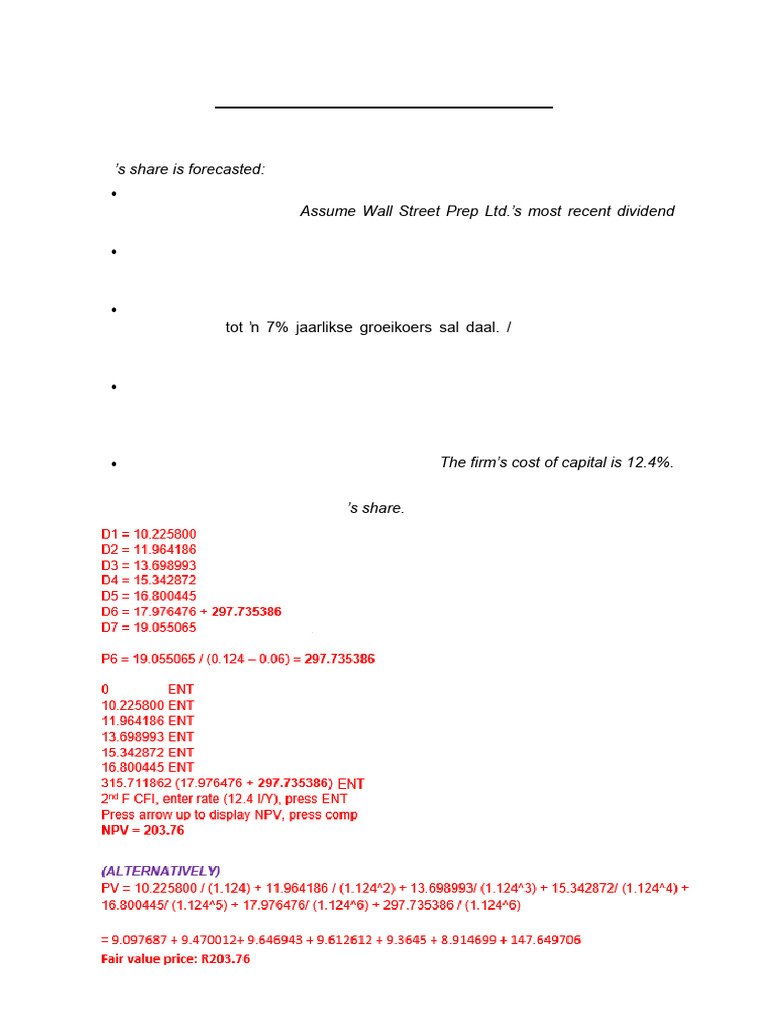 Extra Chapter 9 Calculations | PDF