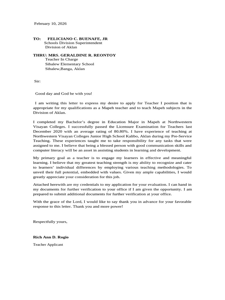 Application Letter Same Font | PDF
