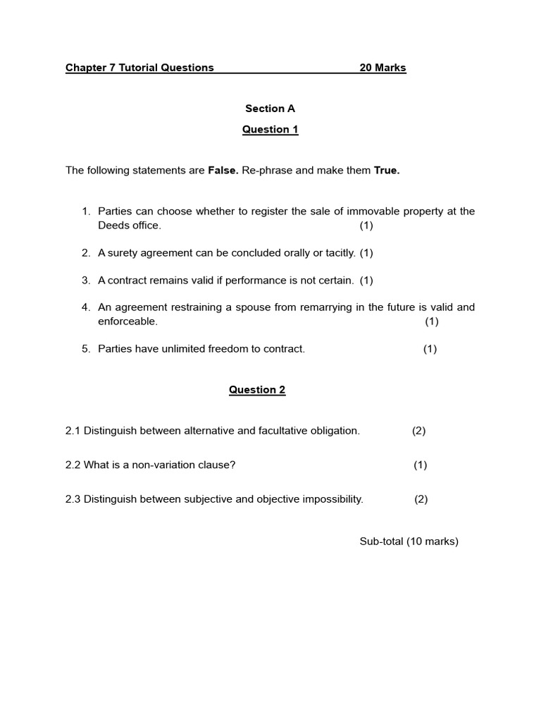 Chapter 7 Tutorial Exercise.. | PDF | Civil Law (Legal System ...