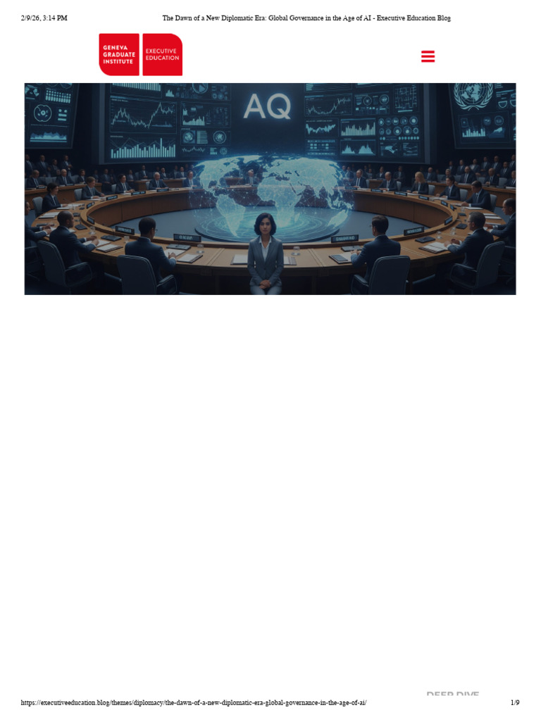 The Dawn of A New Diplomatic Era - Global Governance in The Age of AI ...