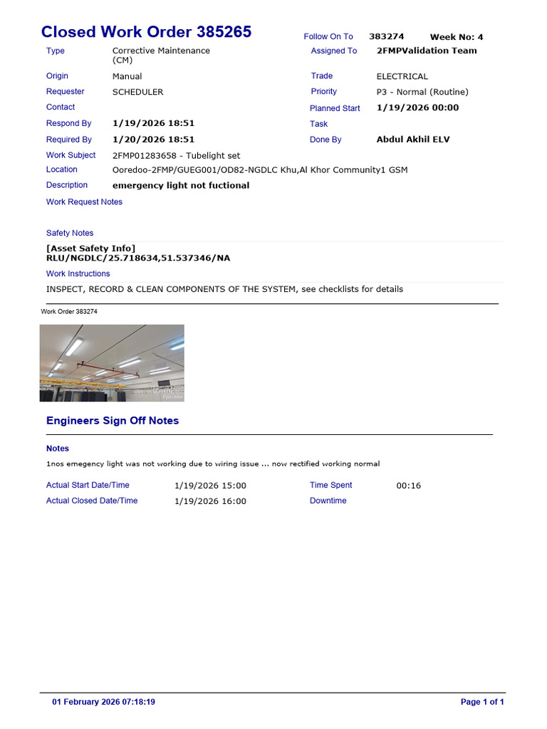 Work Order 385265 | PDF