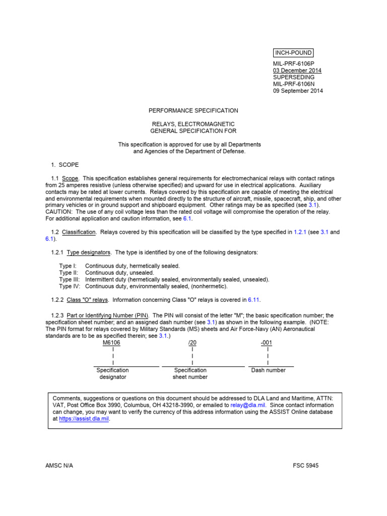 Mil PRF 6106P | PDF | Relay | Electrical Connector