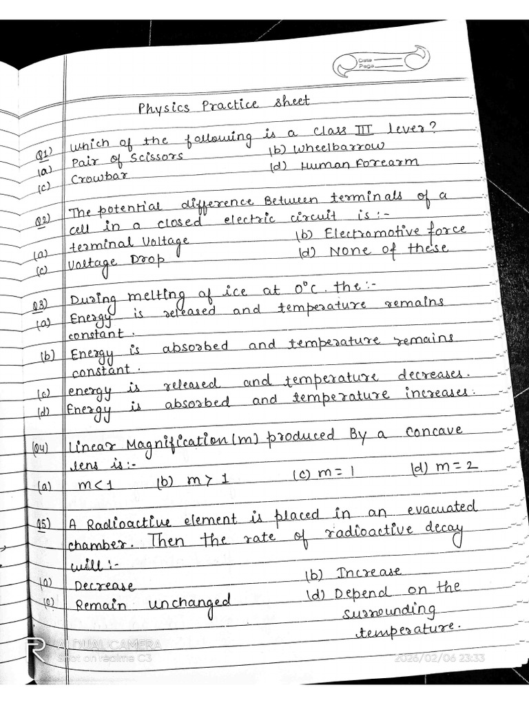 Physics Practice Sheet - 1 | PDF