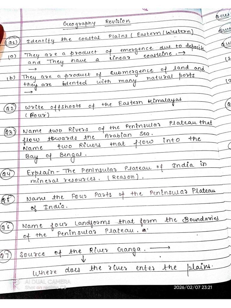 Geography - Sheet - 1 (Revision) | PDF