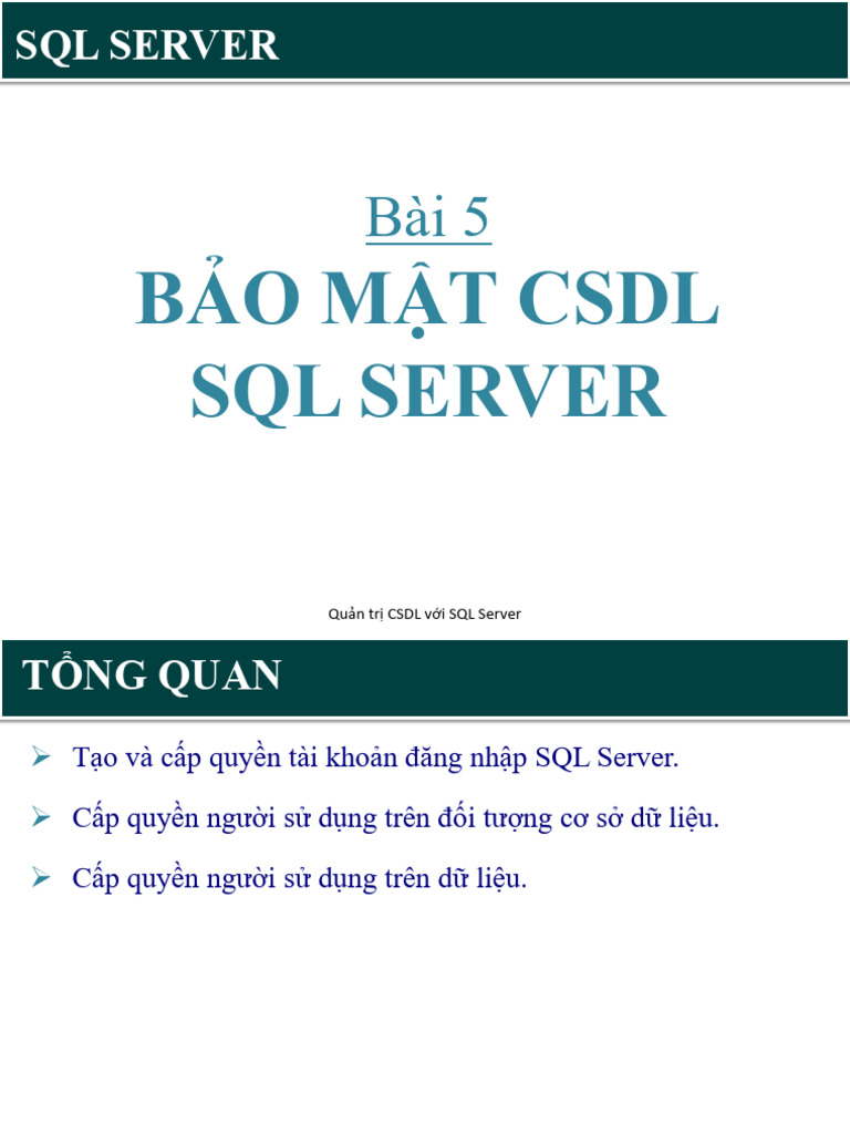 SQL Chuong5 | PDF