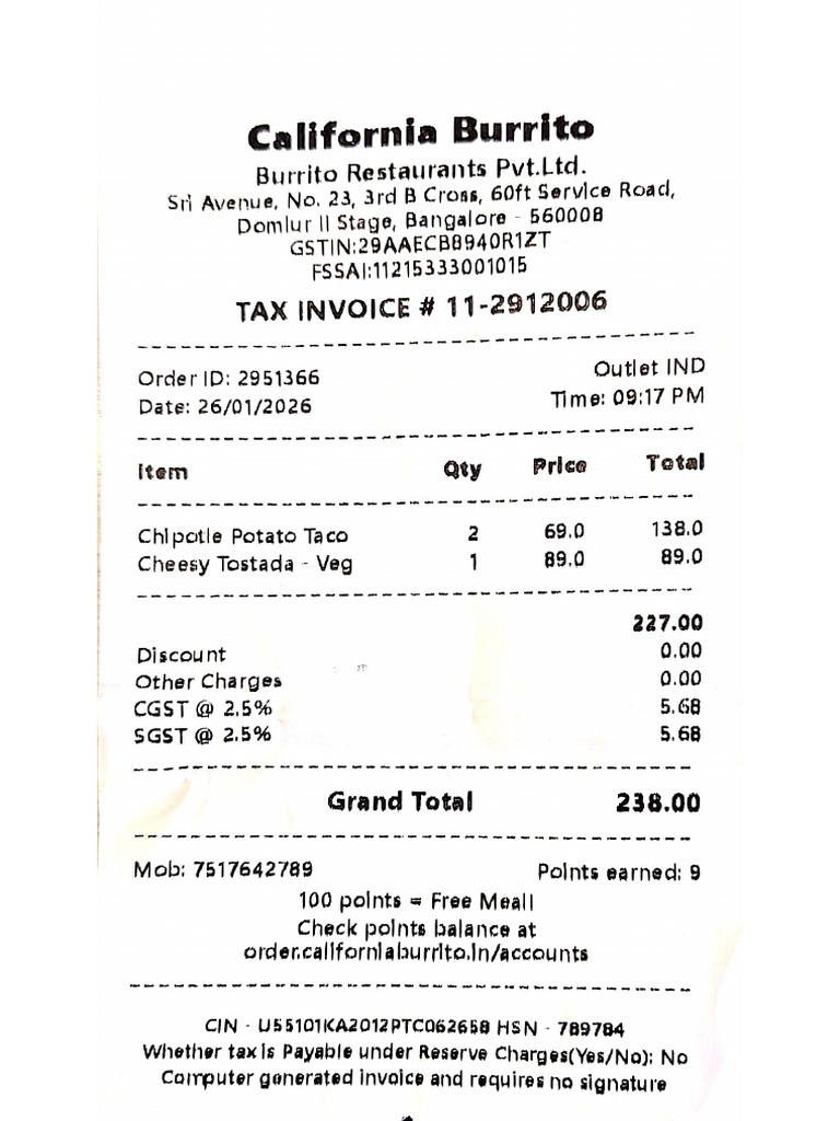Food Invoice | PDF