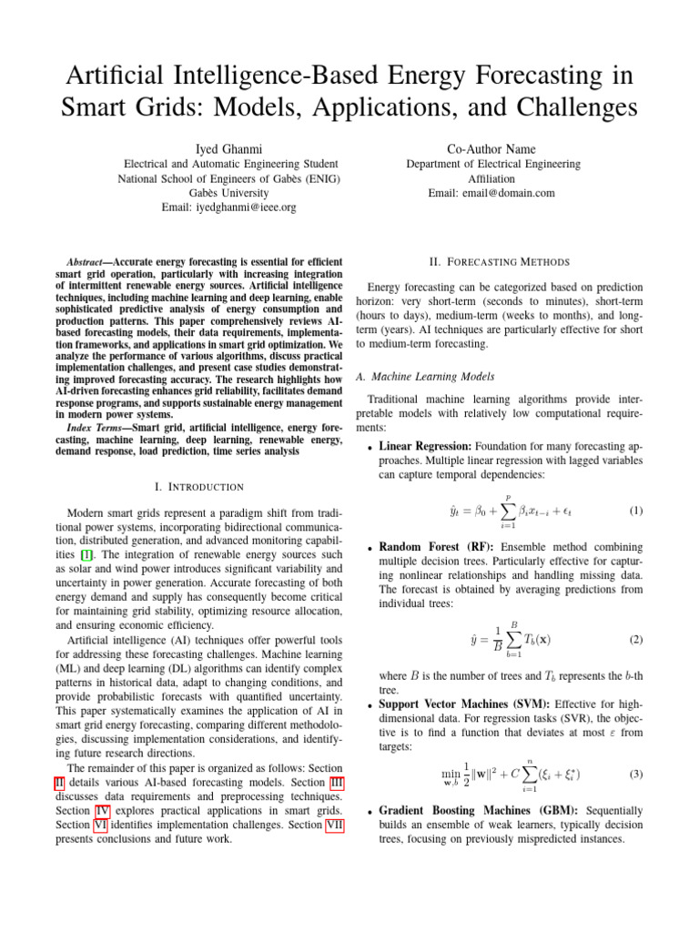 Artificial Intelligence-Based Energy Forecasting in Smart Grids Models ...