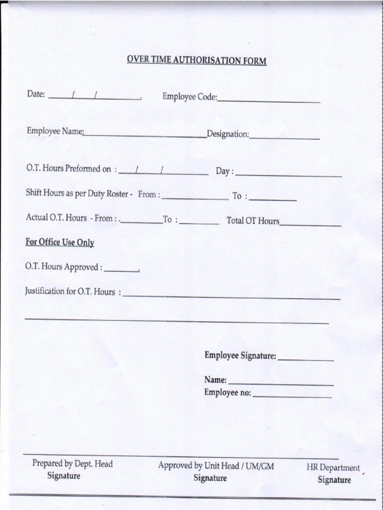 Ot Form | PDF