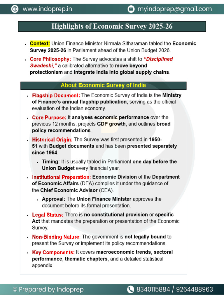 Highlights of Economic Survey 2025-26 | PDF | Macroeconomics | Economies