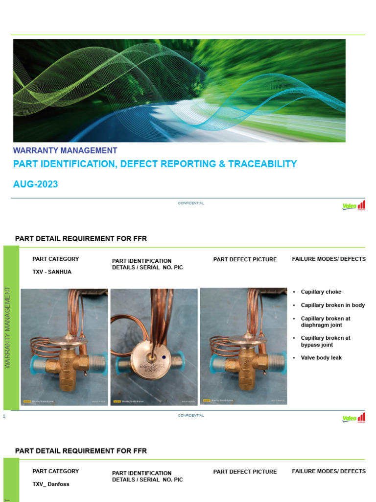 Part Identification, Defect Reporting & Traceability For FFR - 01.09. ...