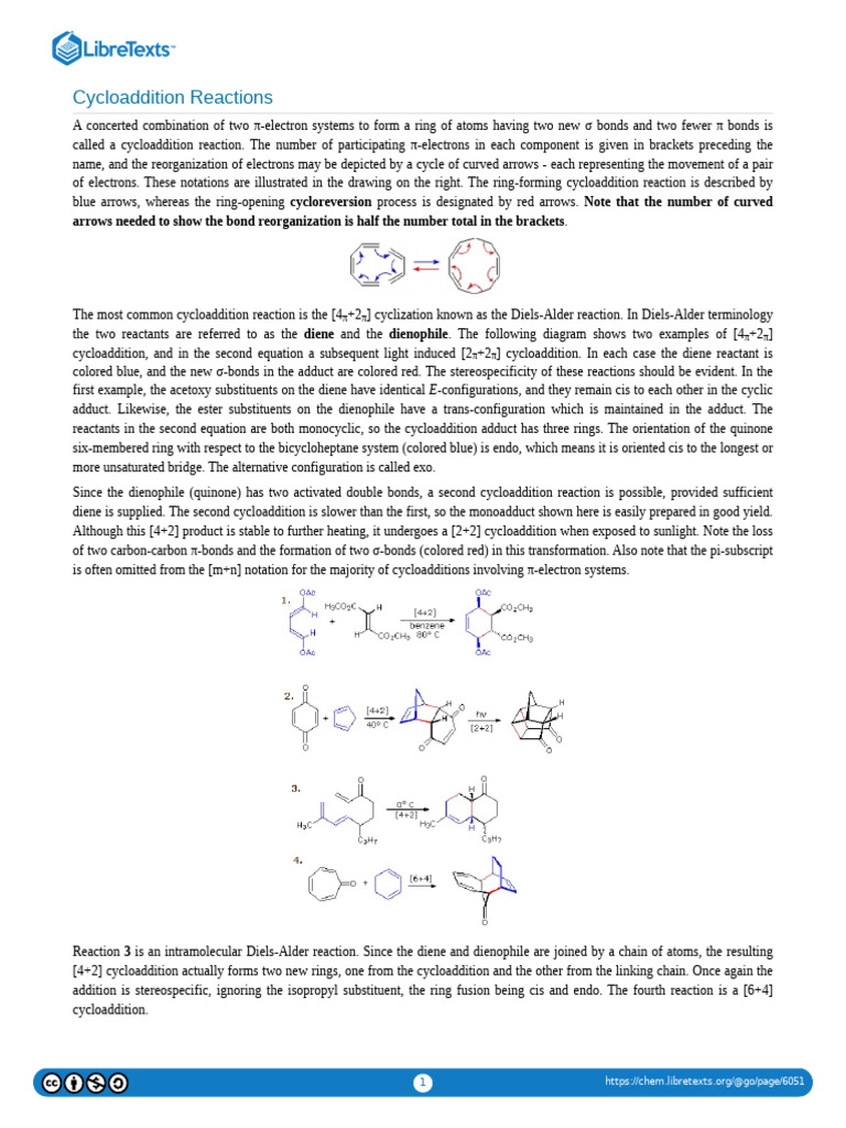 Cycloaddition Reactions | PDF | Unit Processes | Organic Reactions