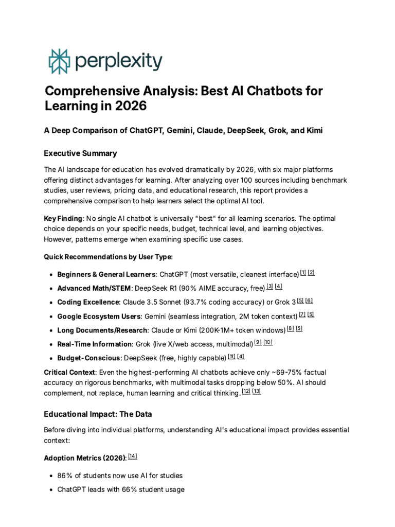 Comprehensive Analysis - Best AI Chatbots For Learn | PDF | Artificial ...