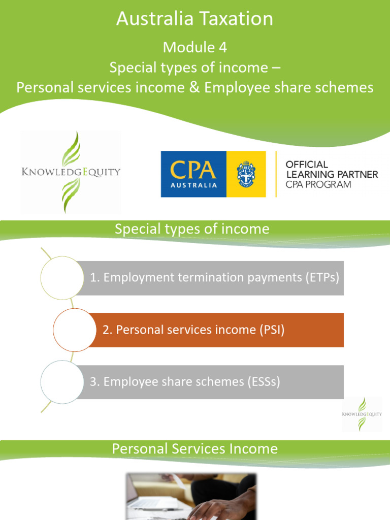 AT Module 4 Webinar Special Types of Income PSI and ESSs Download | PDF ...