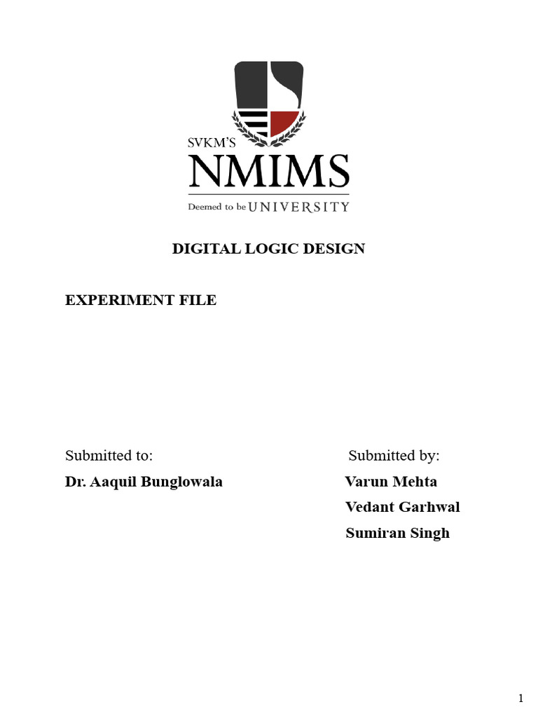 DLD - Experiment File (Varun, Vedant, Sumiran) | PDF | Logic Gate ...