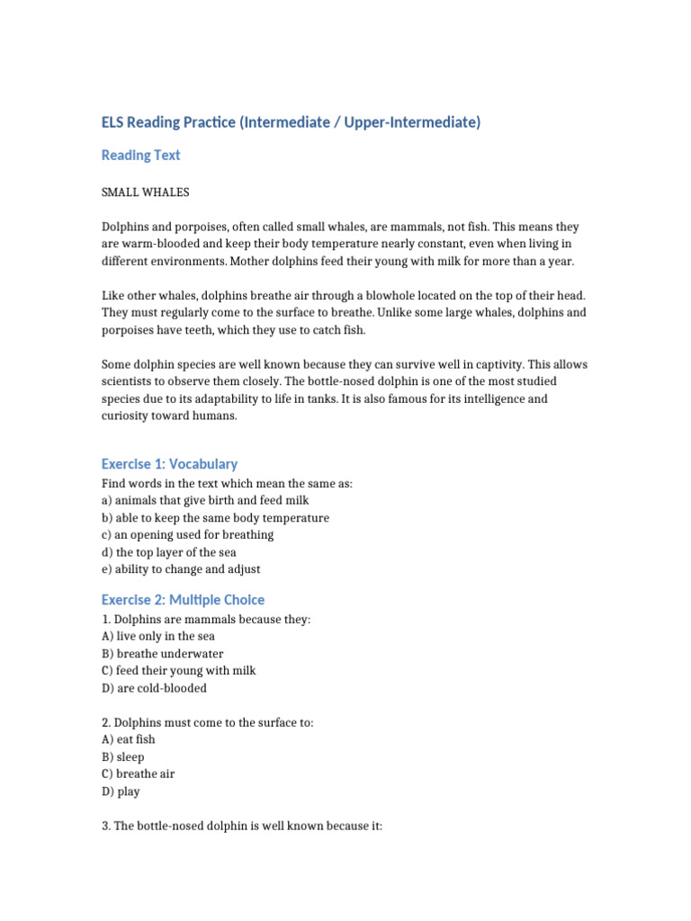 ELS Reading Practice | PDF
