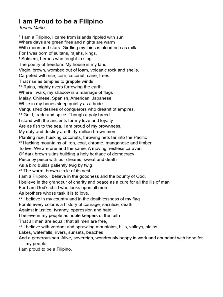 I Am Proud To Be A Filipino | PDF | Philippines