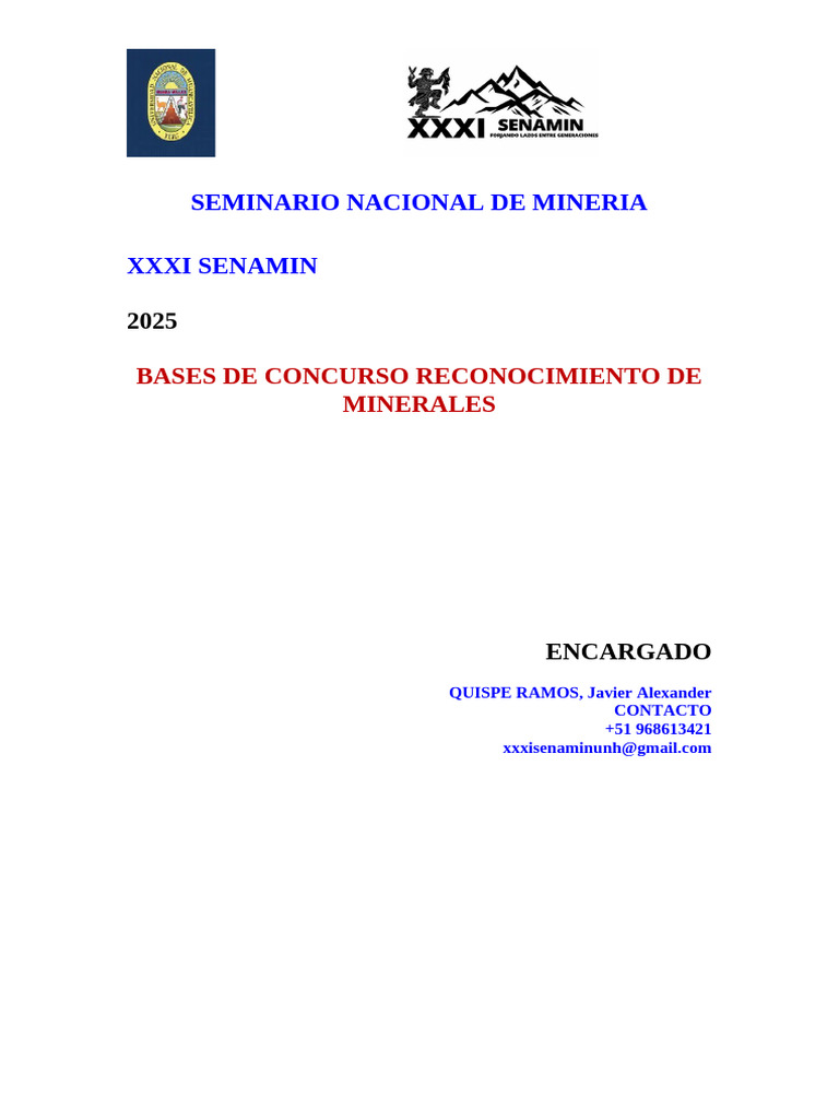 Bases Modificadas de Concurso Reconocimiento de Minerales Seminario ...