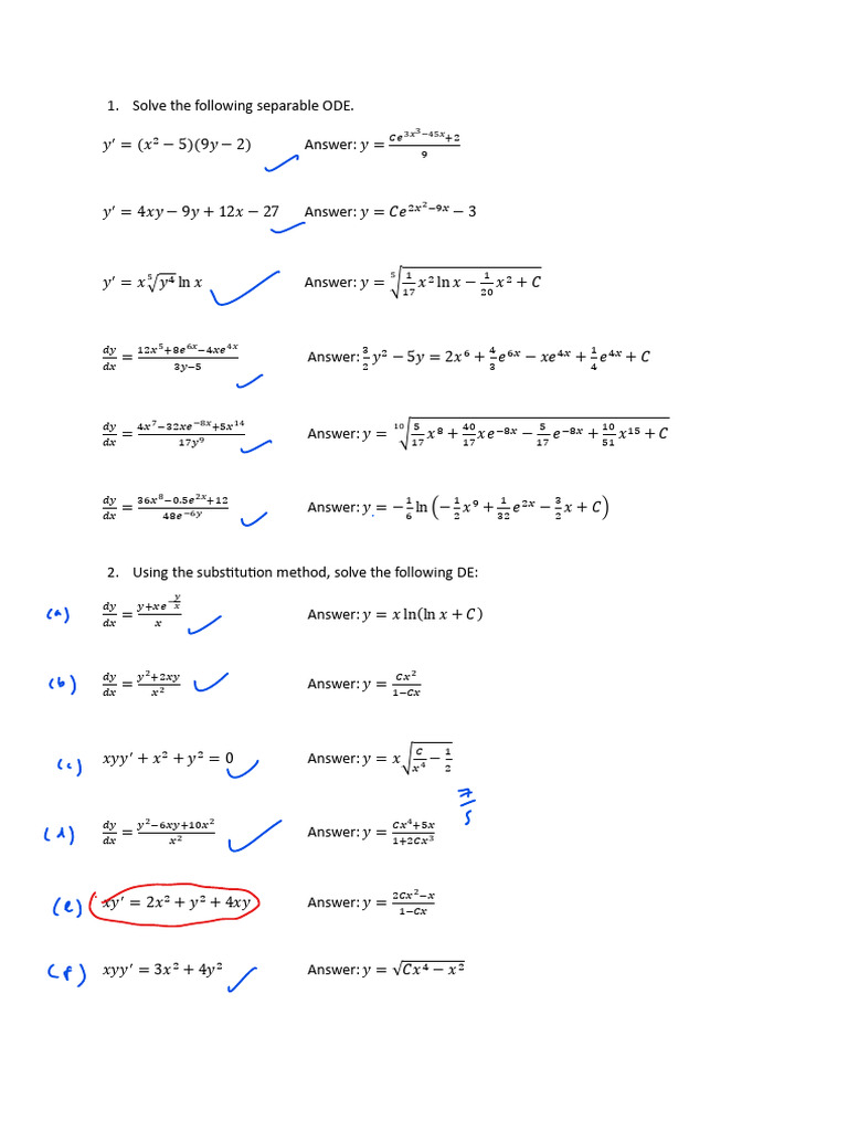 Additional Differential Equation Questions | PDF | Mathematical ...
