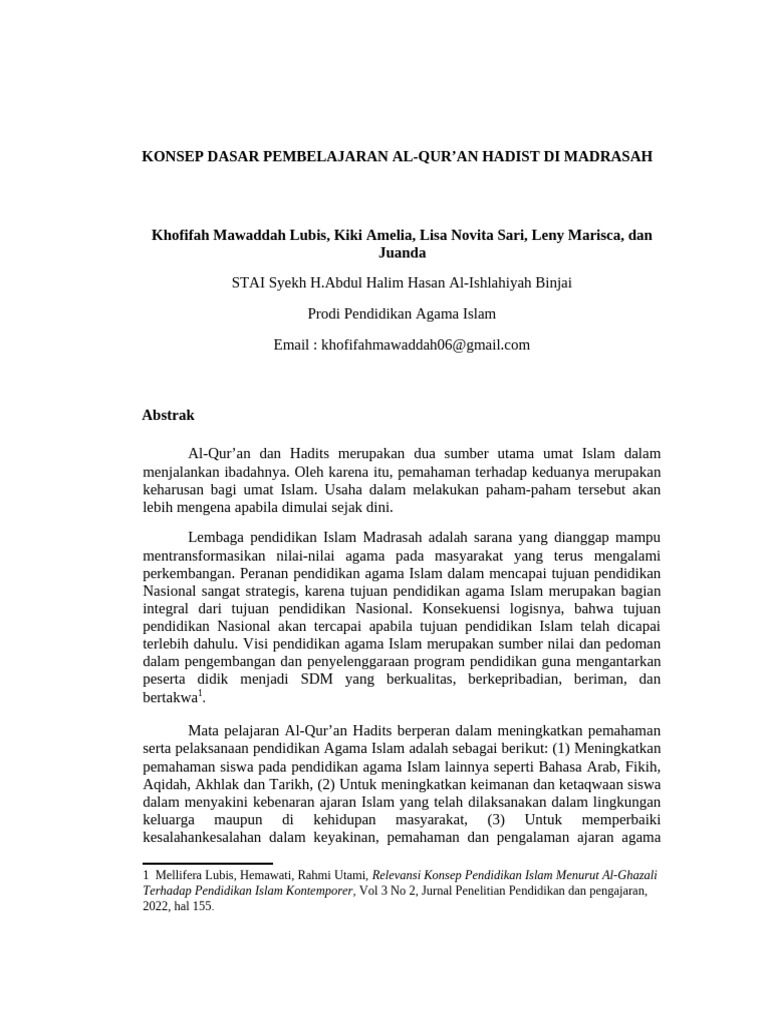Konsep Materi Quran Hadits | PDF