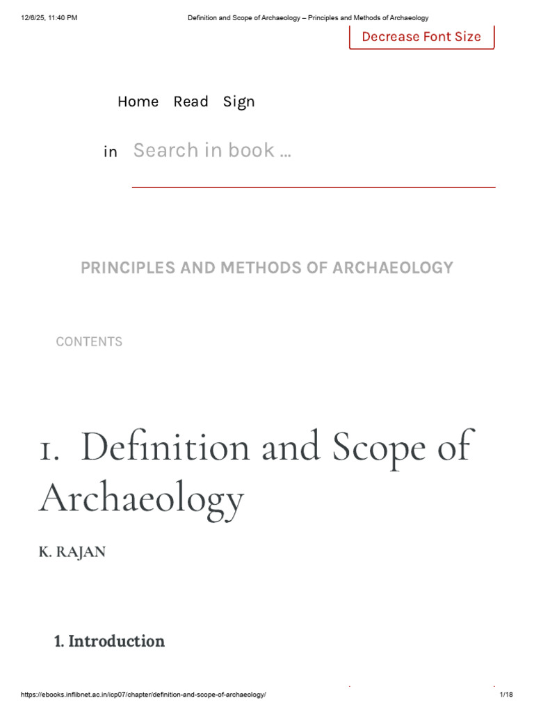 Definition and Scope of Archaeology - Principles and Methods of ...