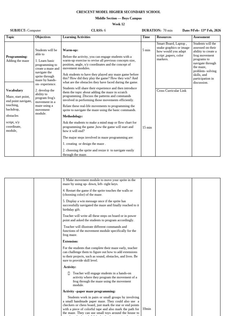 Lesson Plan Week 12 Computer | PDF | Cognitive Science | Human ...