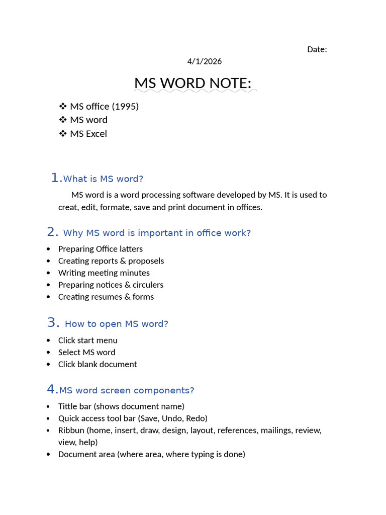 Ms Word Notes | PDF
