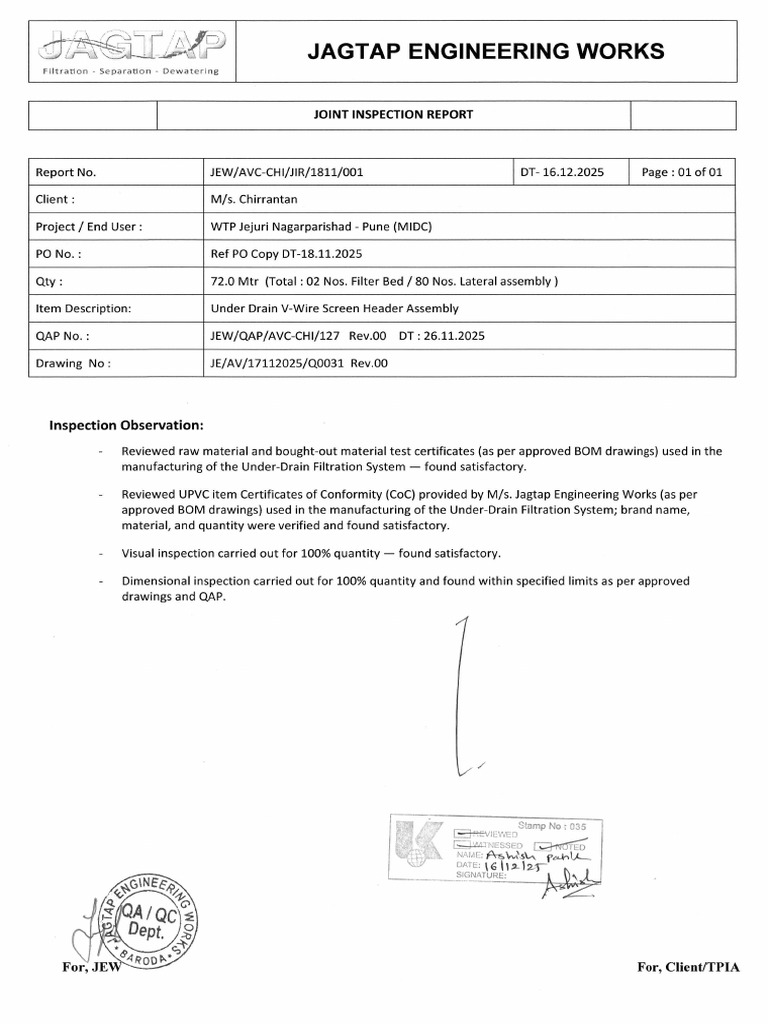 Inspection Documents 16.12.2025 | PDF
