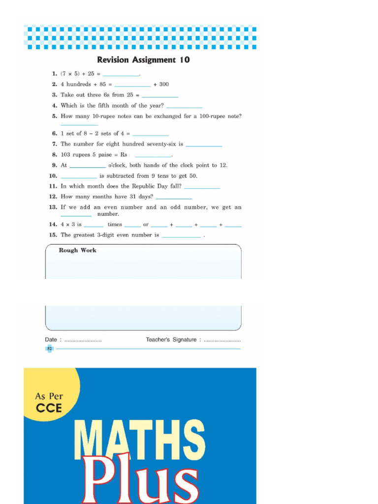 Maths Plus - A Book of Mental Mathematics For Class-3 | PDF