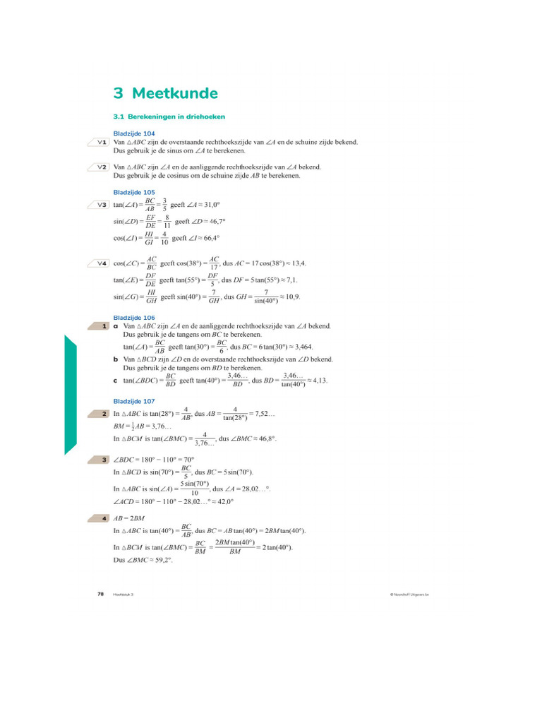 Uitwerkingen H3 Meetkunde V4wisB Ed13 | PDF
