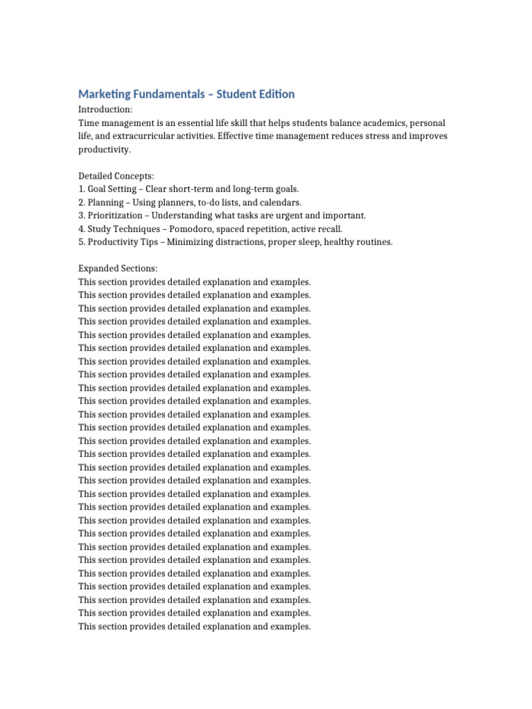 Marketing Fundamentals Student Edition | PDF | Time Management ...