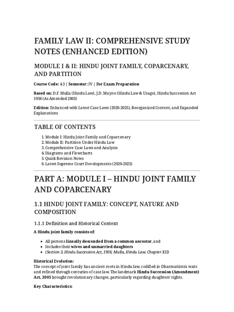 Family Law II Study Notes Enhanced | PDF | Concurrent Estate | Property