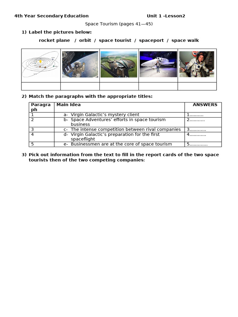 Unit1 L2 New Space Tourism | PDF | Spaceflight | Space Industry