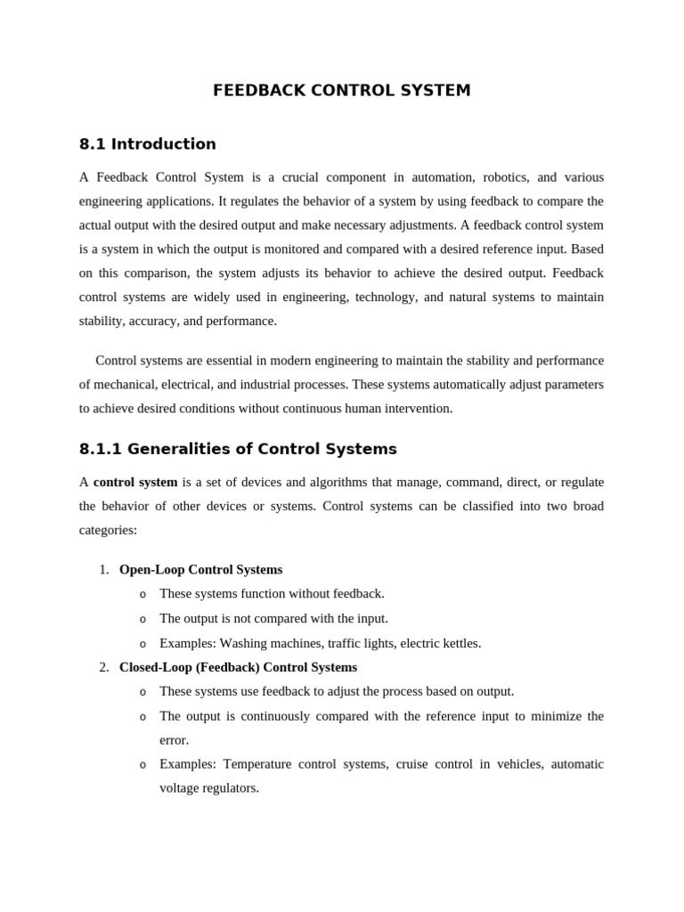 Feedback Control System | PDF | Feedback | Control Theory