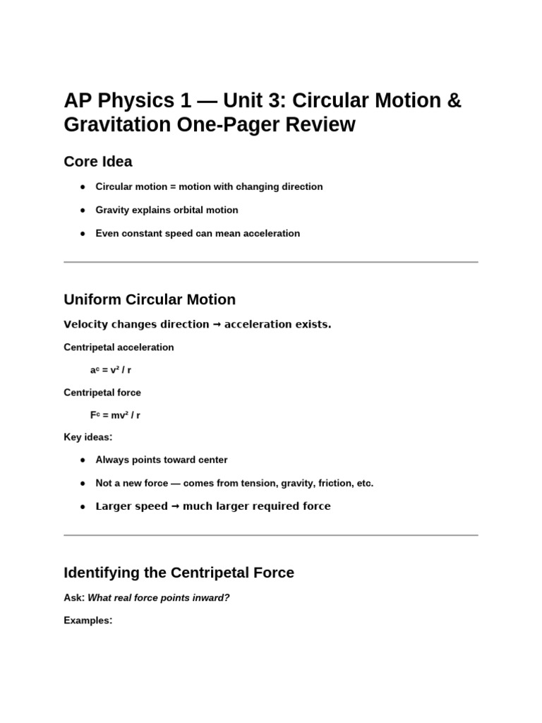 AP Physics 1 Unit 3 | PDF