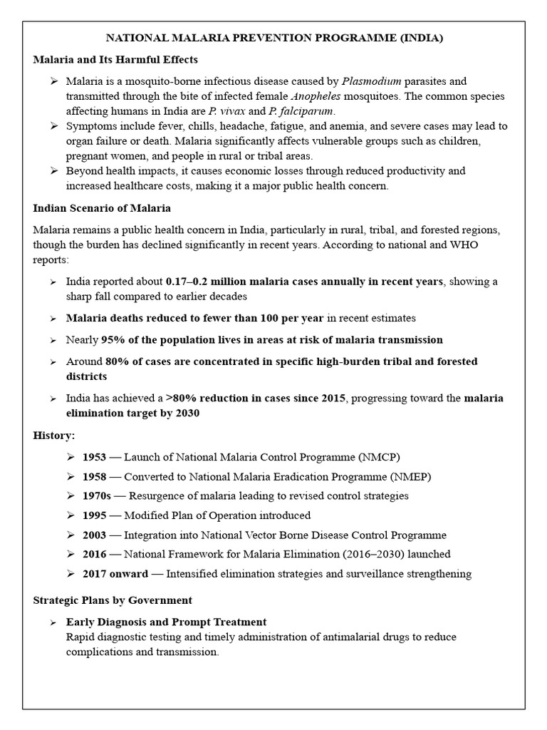 National Malaria Prevention Programme | PDF | Malaria | Medical Specialties