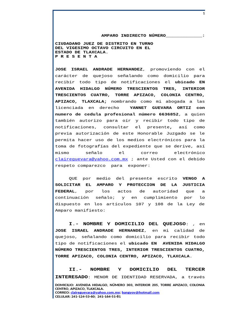 AMPARO INDIRECTO de Jose Israel | PDF | Caso de ley | Jurisdicción