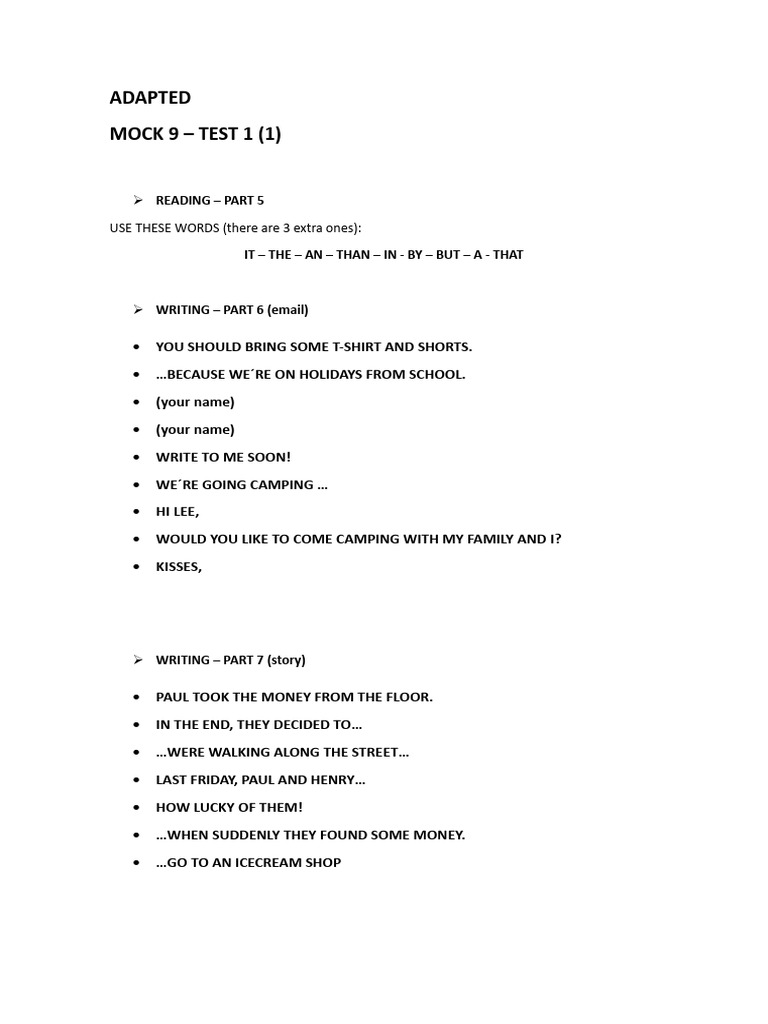 Mock 9 - Test 1 | PDF
