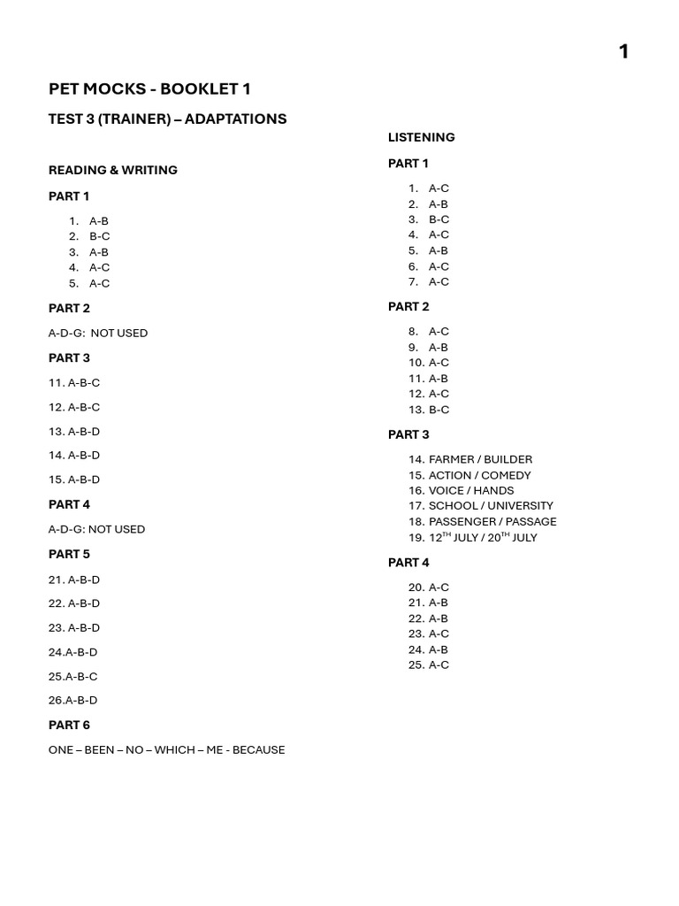 Mock Test 3 (Trainer) - Adaptations | PDF | Chess Theory | Chess