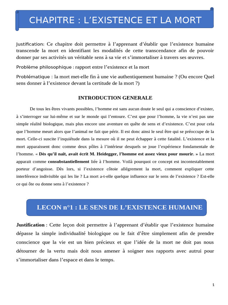 L'existence Et La Mort-1 | PDF | Essence (concept) | Existentialisme