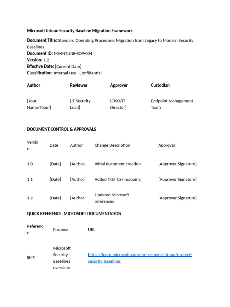 Microsoft Intune Security Baseline Migration Framework | PDF | Computer ...