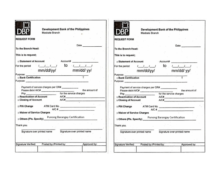 DBP Request Forms | PDF