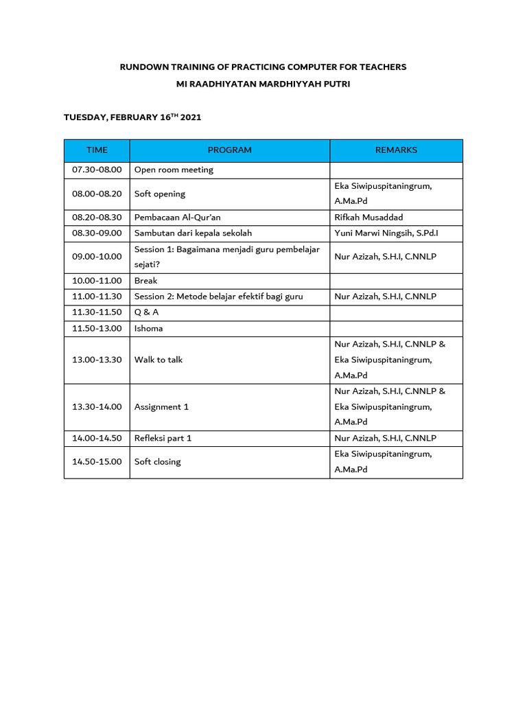 Rundown Training of Practicing Computer For Teachers (Edited) | PDF
