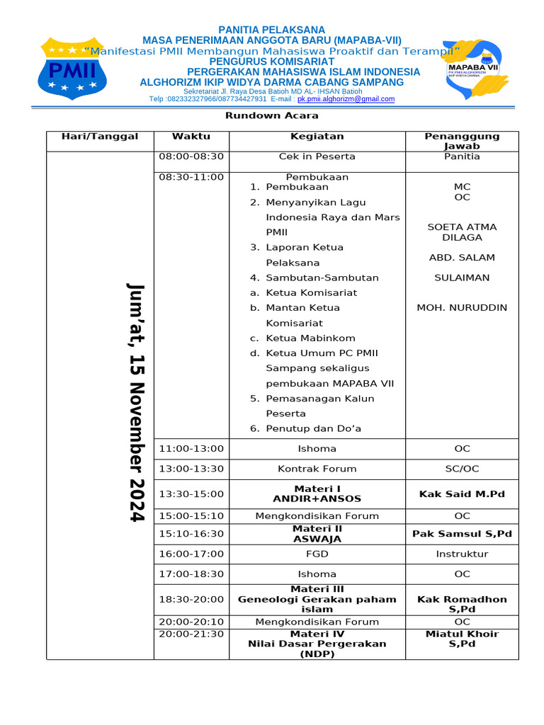 Rundown Acara | PDF