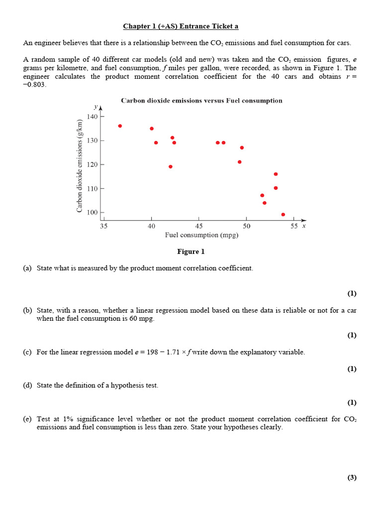 Regression, Correlation and Hypothesis Testing ENTRANCE TICKET | PDF