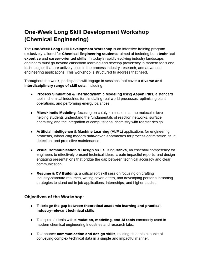 One Week Long Workshop Schedule | PDF | Artificial Intelligence ...