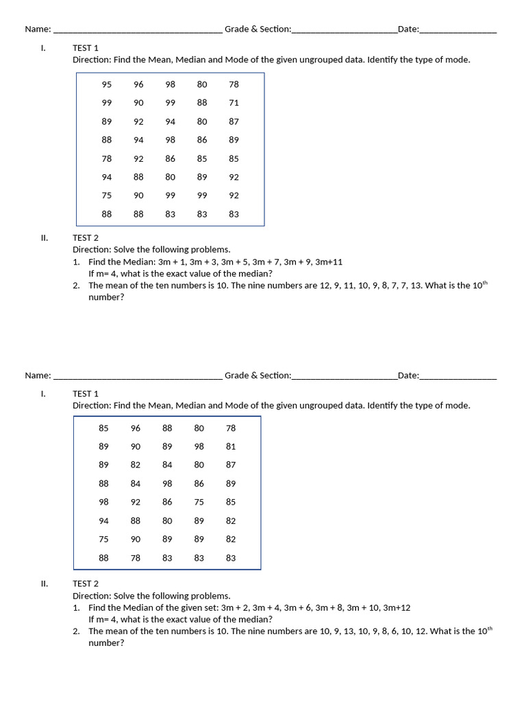 Q1 Day 4 Mean, Median, Mode | PDF