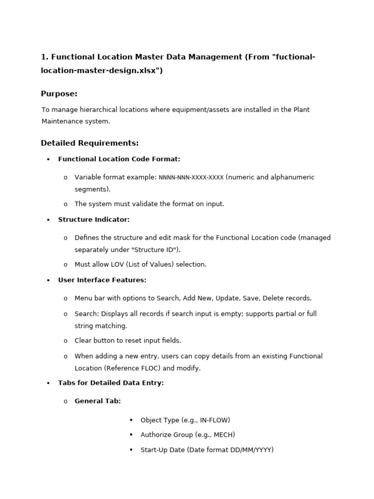 Asset & Functional Loc Master Design | PDF | Microsoft Excel | Computer ...